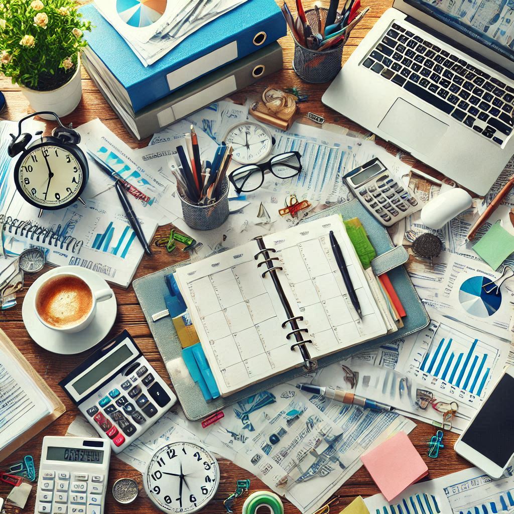 Busy student desk